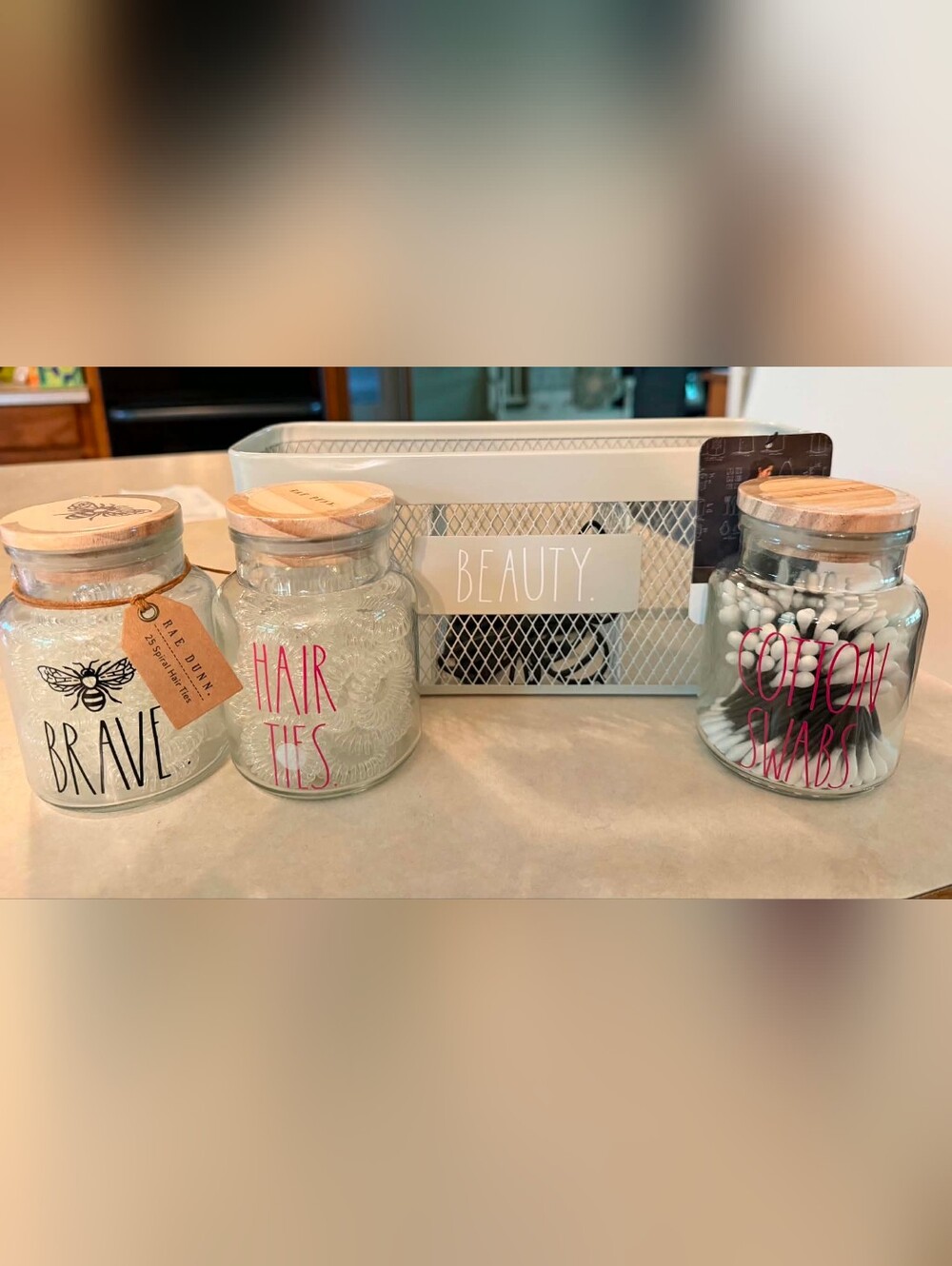 NWT Rae Dunn "Beauty" Caddy and 3 Jars, Set of 4